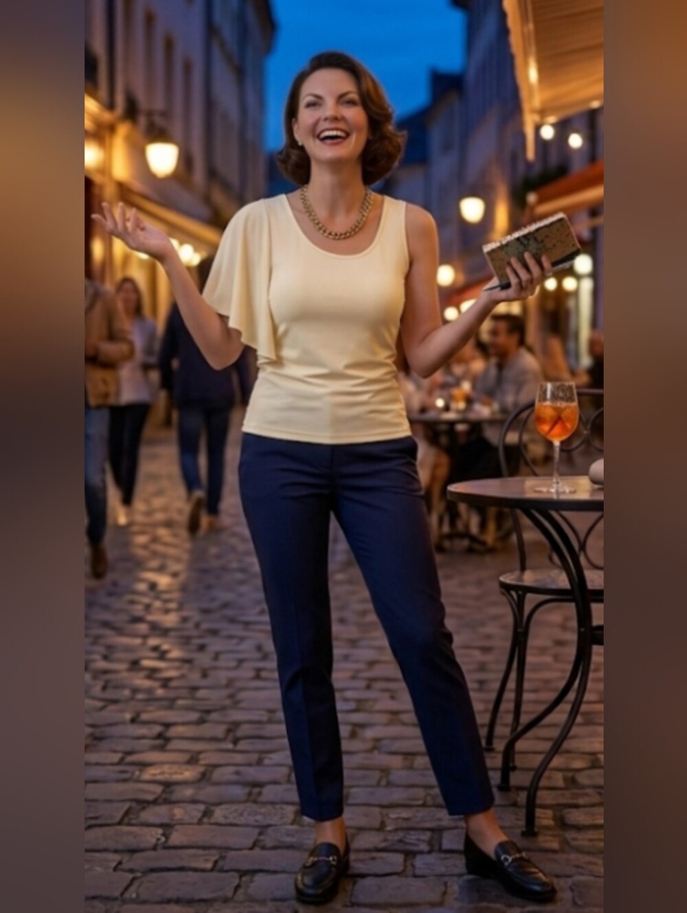 Vintage Cache Elegant Asymmetrical Flutter Sleeve Top